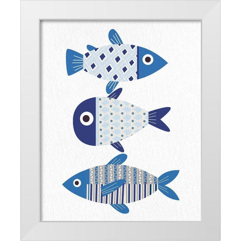 Blue Fish 2 White Modern Wood Framed Art Print by Bailey, Ann