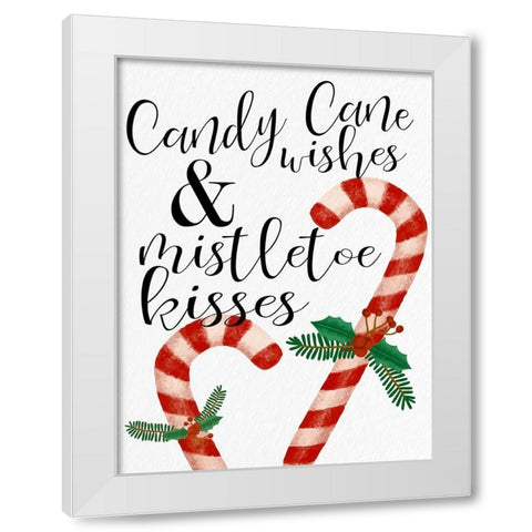 Candy Cane Wishes White Modern Wood Framed Art Print by Bailey, Ann