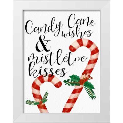 Candy Cane Wishes White Modern Wood Framed Art Print by Bailey, Ann