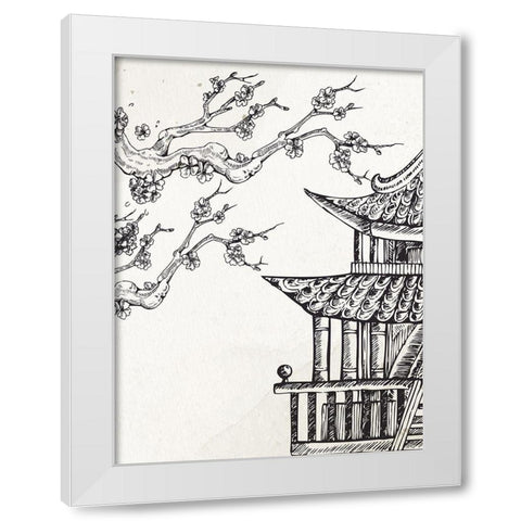 Pagoda Cherry Blossom 2 White Modern Wood Framed Art Print by Bailey, Ann