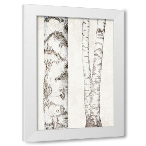 Birches 2 White Modern Wood Framed Art Print by Bailey, Ann