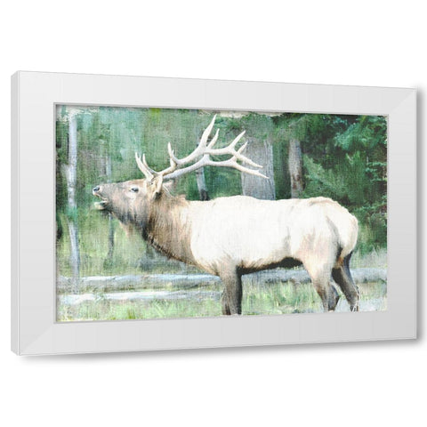 Linen Pressed Elk White Modern Wood Framed Art Print by Bailey, Ann