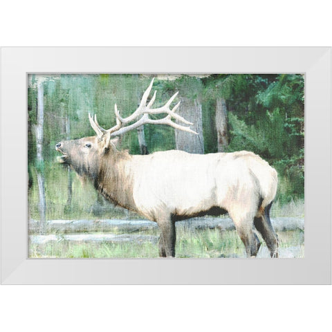 Linen Pressed Elk White Modern Wood Framed Art Print by Bailey, Ann