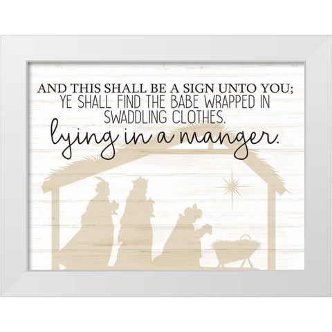 Lying In A Manger White Modern Wood Framed Art Print by Bailey, Ann