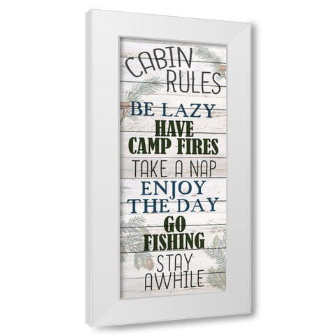 Cabin Rules White Modern Wood Framed Art Print by Bailey, Ann