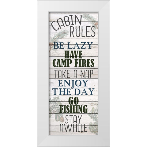 Cabin Rules White Modern Wood Framed Art Print by Bailey, Ann