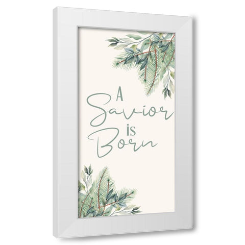 A Savior Is Born White Modern Wood Framed Art Print by Bailey, Ann