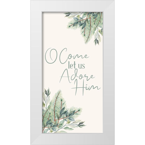 Come Let Us Adore White Modern Wood Framed Art Print by Bailey, Ann