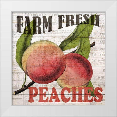 Fresh Picked Peaches White Modern Wood Framed Art Print by Bailey, Ann