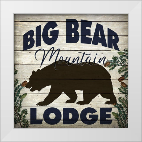 Big Bear Lodge White Modern Wood Framed Art Print by Bailey, Ann