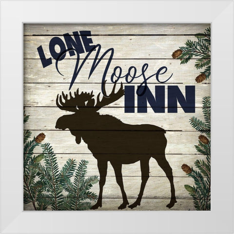 Lone Moose Inn White Modern Wood Framed Art Print by Bailey, Ann