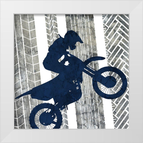 Motocross 1 White Modern Wood Framed Art Print by Bailey, Ann