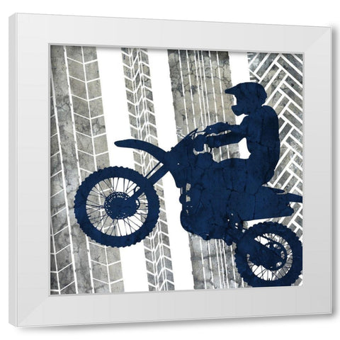 Motocross 3 White Modern Wood Framed Art Print by Bailey, Ann