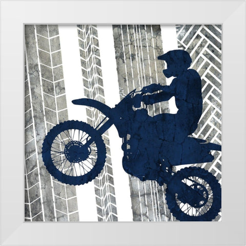 Motocross 3 White Modern Wood Framed Art Print by Bailey, Ann