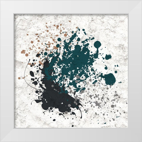 Splatter Square 1 White Modern Wood Framed Art Print by Bailey, Ann