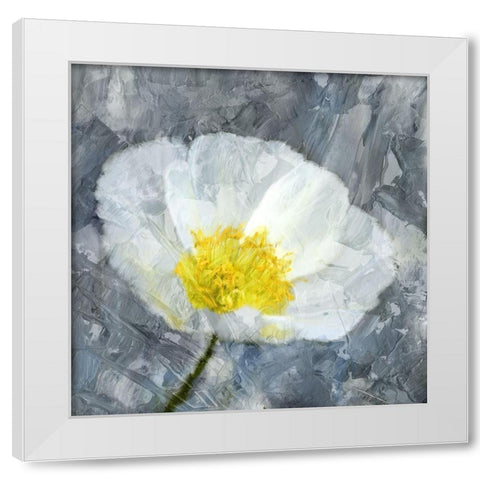 Poppy Blues 1 White Modern Wood Framed Art Print by Bailey, Ann