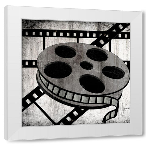 Film Reel White Modern Wood Framed Art Print by Bailey, Ann