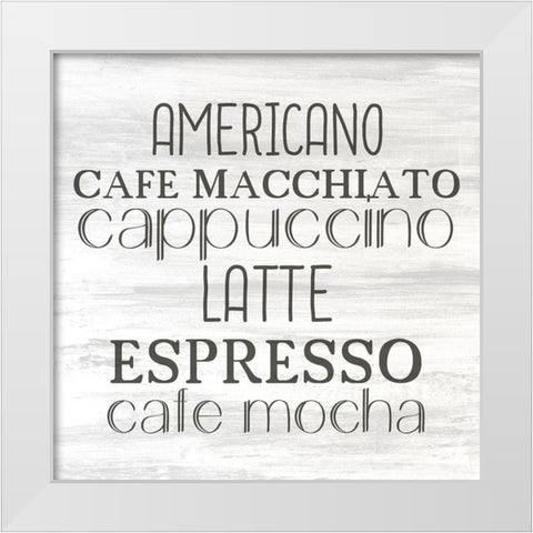Coffee Beans 2 White Modern Wood Framed Art Print by Bailey, Ann