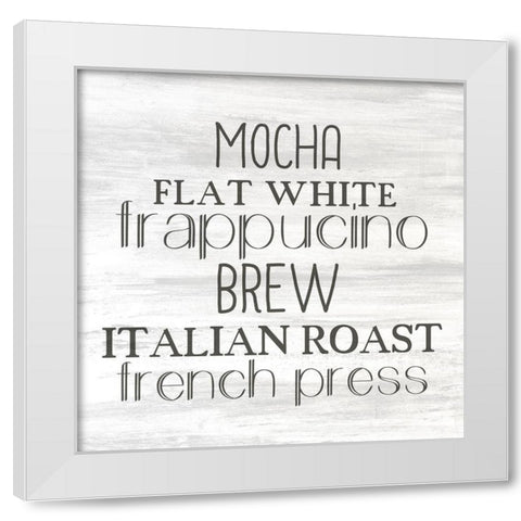 Coffee Beans 4 White Modern Wood Framed Art Print by Bailey, Ann