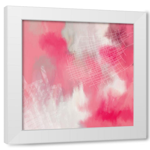 Pink Cross Hatched White Modern Wood Framed Art Print by Bailey, Ann