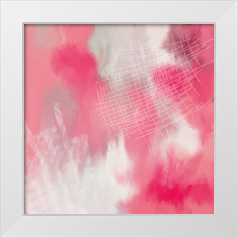 Pink Cross Hatched White Modern Wood Framed Art Print by Bailey, Ann