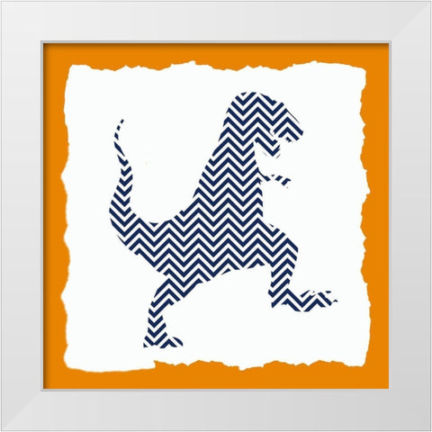 Dinosaurs 2 Zig White Modern Wood Framed Art Print by Bailey, Ann