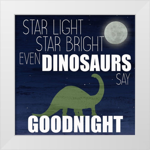 Dinosaurs Say Goodnight White Modern Wood Framed Art Print by Bailey, Ann