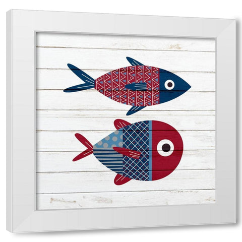Americana Fish 1 White Modern Wood Framed Art Print by Bailey, Ann