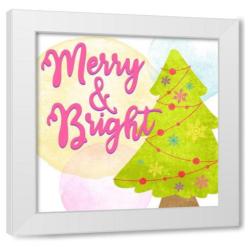 Merry and Bright White Modern Wood Framed Art Print by Bailey, Ann