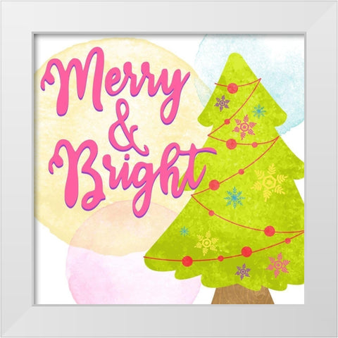 Merry and Bright White Modern Wood Framed Art Print by Bailey, Ann