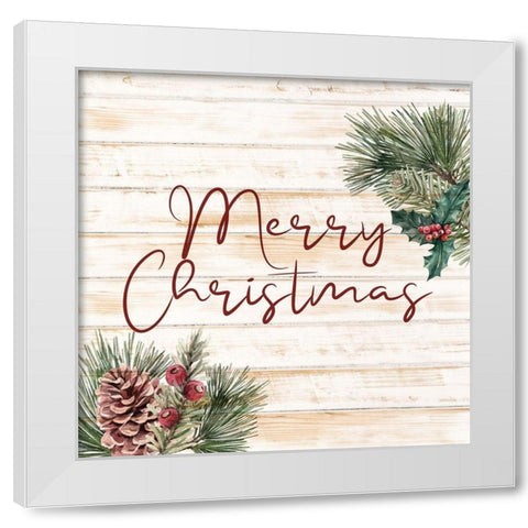 Merry Christmas White Modern Wood Framed Art Print by Bailey, Ann