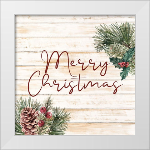 Merry Christmas White Modern Wood Framed Art Print by Bailey, Ann