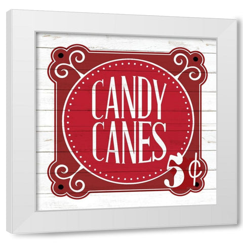 Candy Canes White Modern Wood Framed Art Print by Bailey, Ann