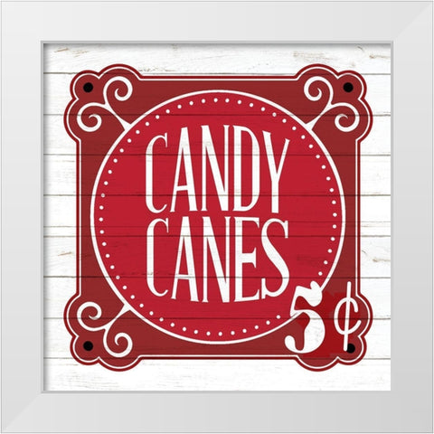 Candy Canes White Modern Wood Framed Art Print by Bailey, Ann