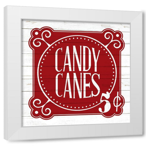 Candy Canes 5 White Modern Wood Framed Art Print by Bailey, Ann