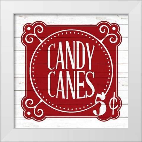 Candy Canes 5 White Modern Wood Framed Art Print by Bailey, Ann