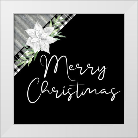 Merry Christmas Galvanized White Modern Wood Framed Art Print by Bailey, Ann
