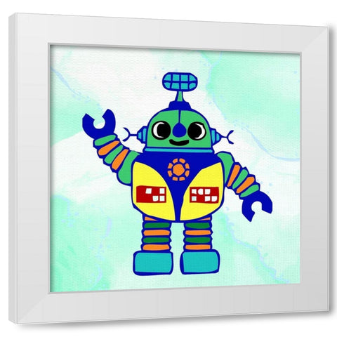 Robot 1 White Modern Wood Framed Art Print by Bailey, Ann