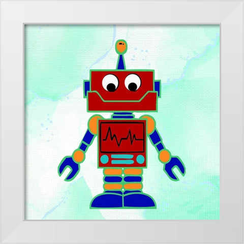 Robot 2 White Modern Wood Framed Art Print by Bailey, Ann