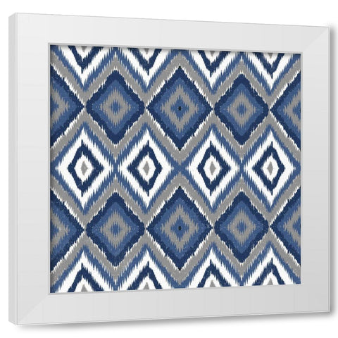 Ikat Blues White Modern Wood Framed Art Print by Bailey, Ann