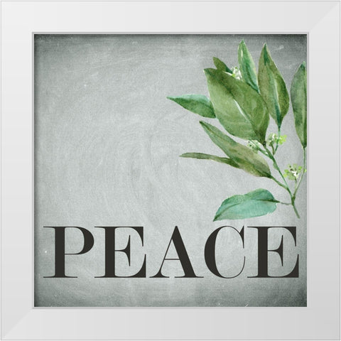 Peace Square White Modern Wood Framed Art Print by Bailey, Ann