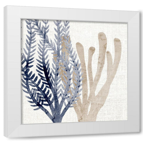 Coral Blue And Sand White Modern Wood Framed Art Print by Bailey, Ann
