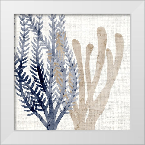 Coral Blue And Sand White Modern Wood Framed Art Print by Bailey, Ann
