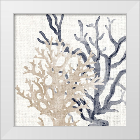 Coral Blue And Sand 2 White Modern Wood Framed Art Print by Bailey, Ann