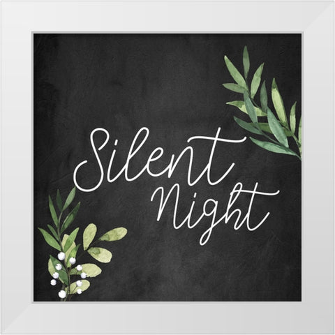 Silent Night Chalkboard White Modern Wood Framed Art Print by Bailey, Ann