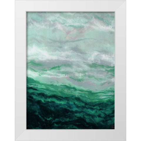 Green Waterfall I White Modern Wood Framed Art Print by Dyer, Beverly