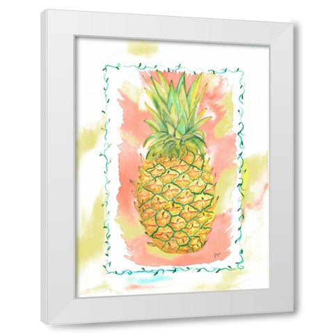 Pinapple Party White Modern Wood Framed Art Print by Dyer, Beverly