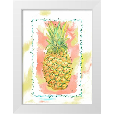 Pinapple Party White Modern Wood Framed Art Print by Dyer, Beverly