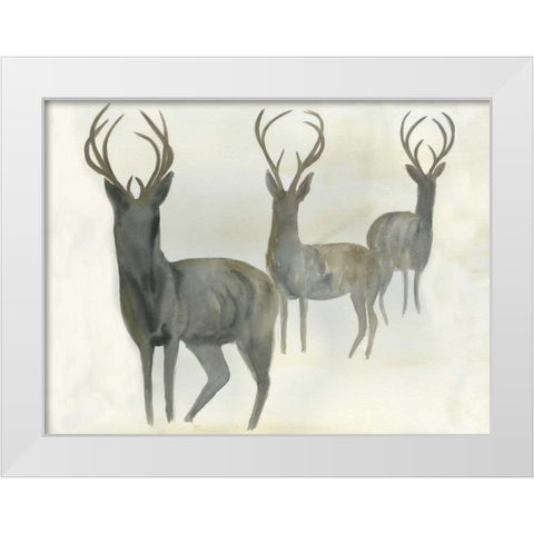 Deer Trio White Modern Wood Framed Art Print by Dyer, Beverly