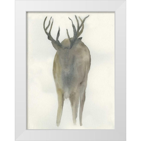 Solo Deer White Modern Wood Framed Art Print by Dyer, Beverly
